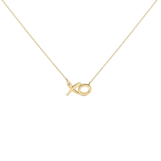 Gold Vermeil Diamond Accent "XO" Necklace-0