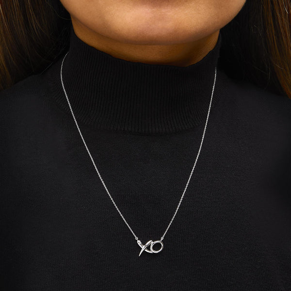 Sterling Silver Diamond Accent XO Pendant Necklace
