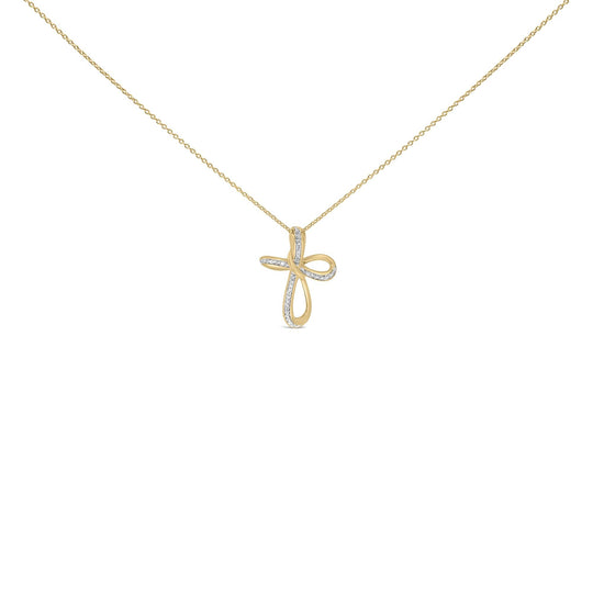 Gold Vermeil Diamond Accent Infinity Cross Pendant Necklace-0