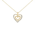 Gold Vermeil Diamond Accent Double Heart Pendant Necklace-0