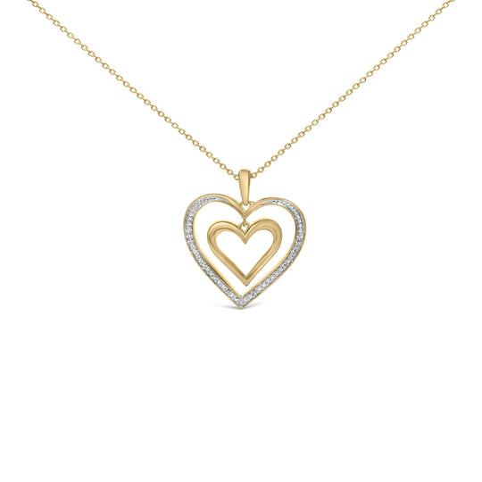 Gold Vermeil Diamond Accent Double Heart Pendant Necklace-0