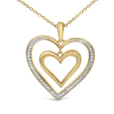 Gold Vermeil Diamond Accent Double Heart Pendant Necklace-1 thumbnail 2