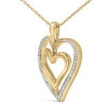 Gold Vermeil Diamond Accent Double Heart Pendant Necklace-3 thumbnail 4