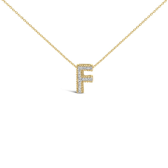 Yellow Gold Vermeil Diamond Accent "A-Z" Initial Bubble Pendant Necklace-10
