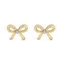 Gold Vermeil Diamond Accent Bow Earring-0