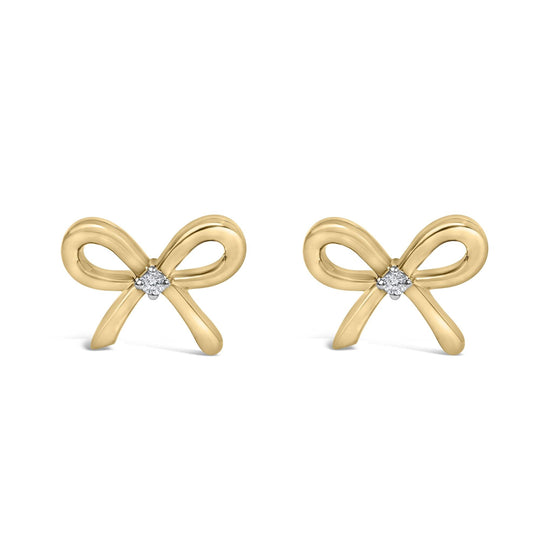 Gold Vermeil Diamond Accent Bow Earring-0