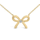 Gold Vermeil Diamond Accent Bow Tie Pendant Necklace-1 thumbnail 2