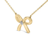 Gold Vermeil Diamond Accent Bow Tie Pendant Necklace-3 thumbnail 4