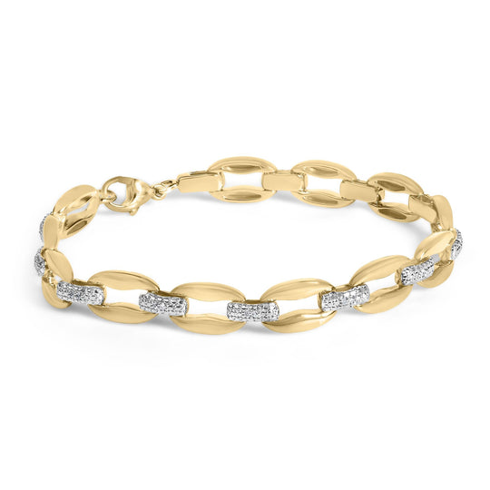 Gold Vermeil 1/10 Cttw Diamond Bold Link Bracelet-0