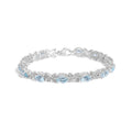 925 sterling silver butterfly link bracelet with oval blue topaz and diamond stones