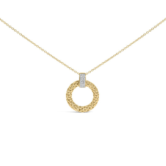 Gold Vermeil 1/10 Cttw Diamond Bold Pendant Necklace-0