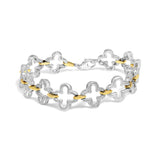 925 two-tone sterling silver bracelet with round natural diamond stones thumbnail 1