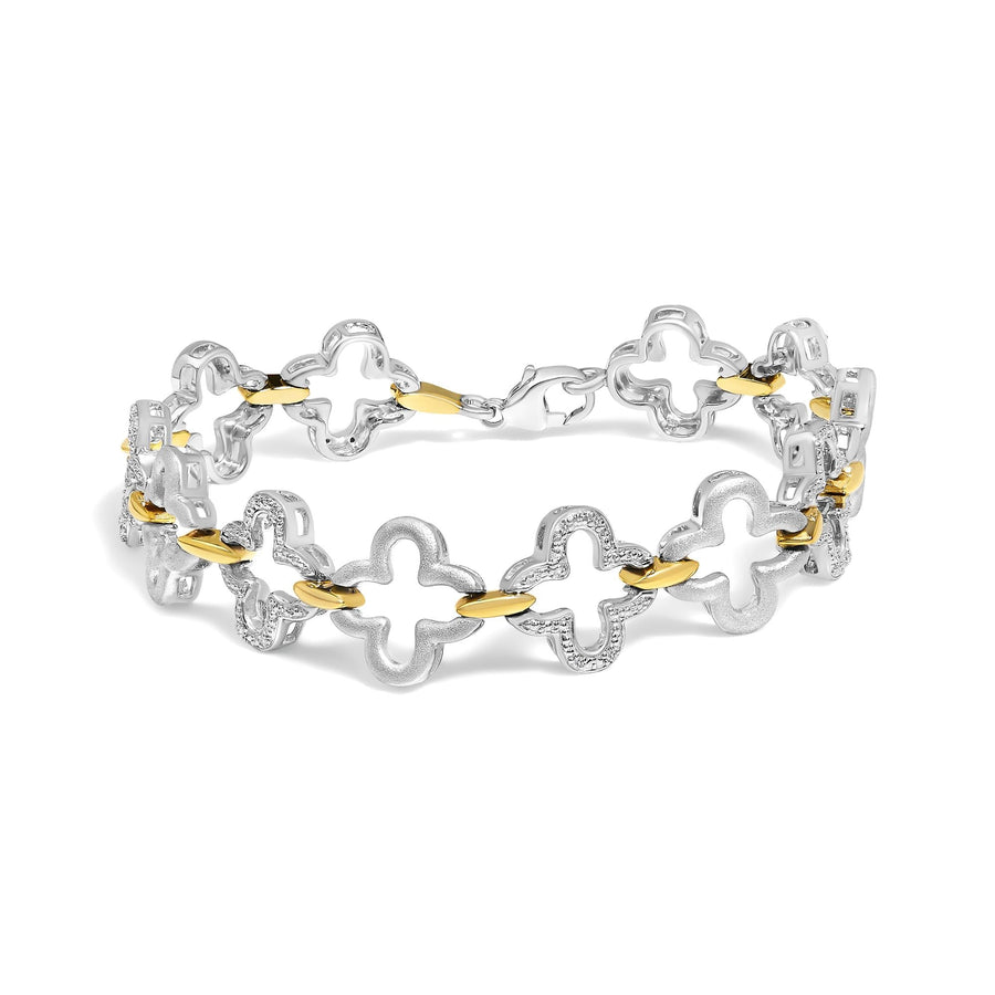 .925 Two-tone Sterling Silver 1/10 Cttw Natural Round Diamond Fashion Tennis Bracelet (I-J Color, I1-I2 Clarity) - 7