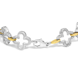.925 Two-tone Sterling Silver 1/10 Cttw Natural Round Diamond Fashion Tennis Bracelet (I-J Color, I1-I2 Clarity) - 7