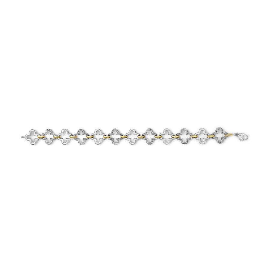 .925 Two-tone Sterling Silver 1/10 Cttw Natural Round Diamond Fashion Tennis Bracelet (I-J Color, I1-I2 Clarity) - 7