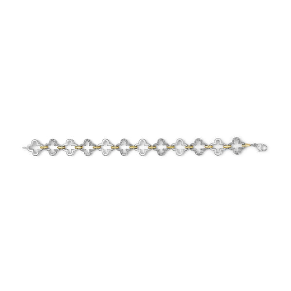 .925 Two-tone Sterling Silver 1/10 Cttw Natural Round Diamond Fashion Tennis Bracelet (I-J Color, I1-I2 Clarity) - 7