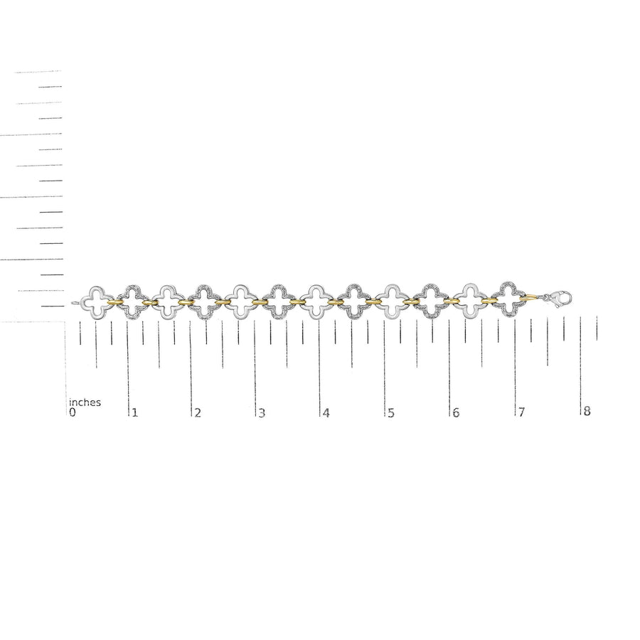 .925 Two-tone Sterling Silver 1/10 Cttw Natural Round Diamond Fashion Tennis Bracelet (I-J Color, I1-I2 Clarity) - 7