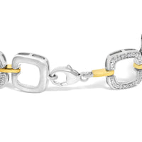 .925 Two-Tone Sterling Silver Diamond Accent Open Box Link Bracelet (I-J Color, I1-I2 Clarity) - 7