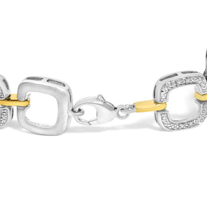 .925 Two-Tone Sterling Silver Diamond Accent Open Box Link Bracelet (I-J Color, I1-I2 Clarity) - 7