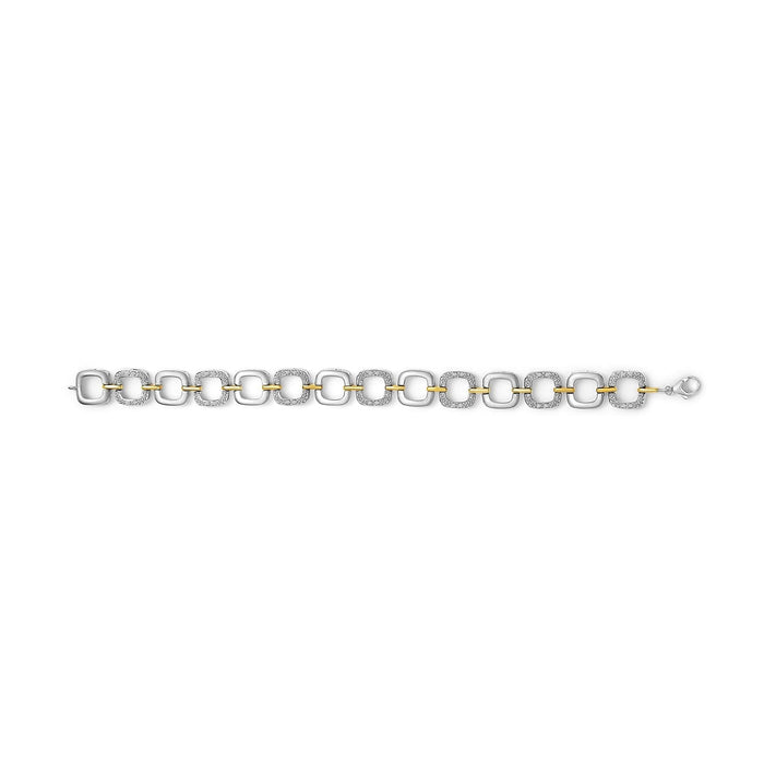 .925 Two-Tone Sterling Silver Diamond Accent Open Box Link Bracelet (I-J Color, I1-I2 Clarity) - 7