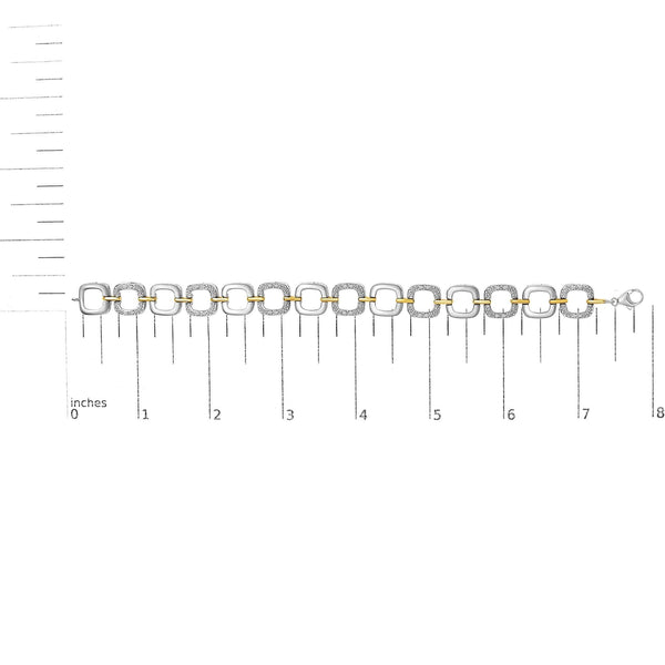 .925 Two-Tone Sterling Silver Diamond Accent Open Box Link Bracelet (I-J Color, I1-I2 Clarity) - 7