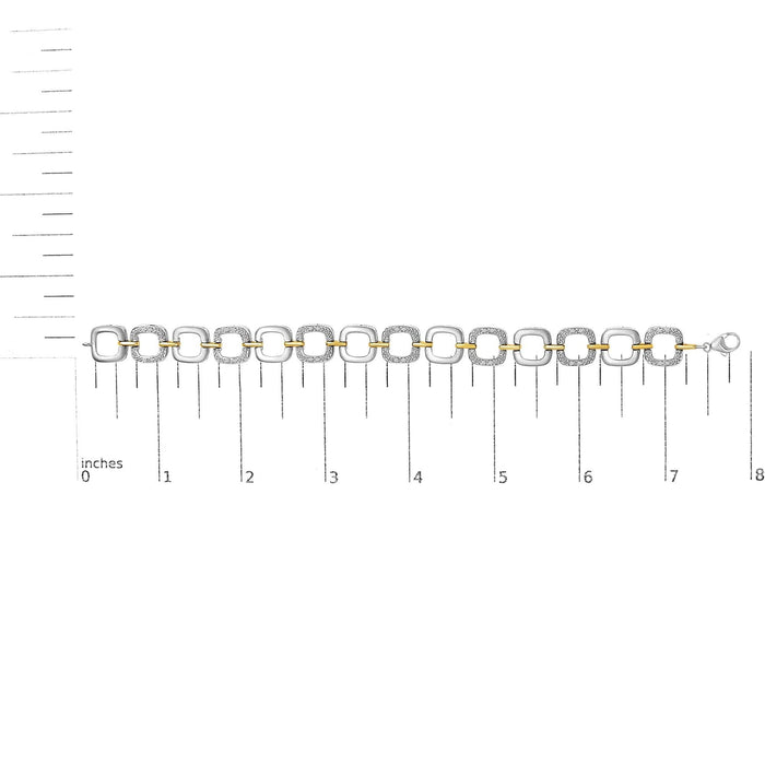 .925 Two-Tone Sterling Silver Diamond Accent Open Box Link Bracelet (I-J Color, I1-I2 Clarity) - 7