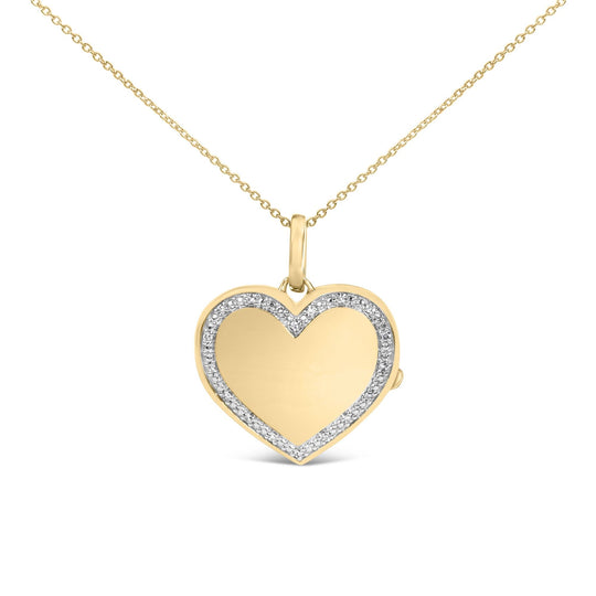 Gold Vermeil 1/10 Cttw Diamond Heart Locket Pendant Necklace-0