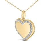 Gold Vermeil 1/10 Cttw Diamond Heart Locket Pendant Necklace-3 thumbnail 4