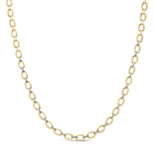 Gold Vermeil 1/4 Cttw Diamond Bold Oval Link Necklace-0