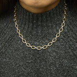 Gold Vermeil 1/4 Cttw Diamond Bold Oval Link Necklace-2 thumbnail 3