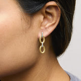 Gold Vermeil Diamond Accent Bold Oval Link Earring-2 thumbnail 3