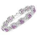 925 sterling silver bracelet with cushion amethyst and round diamond stones