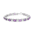 925 sterling silver bracelet with oval amethyst and diamond accent X-links