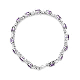 .925 Sterling Silver 7x5mm Oval Amethyst and Diamond Accent X-Link Bracelet (H-I Color, SI1-SI2 Clarity)  - Size 7