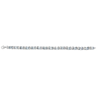.925 Sterling Silver 16.0 Cttw Oval Blue Topaz and Diamond Accent Tennis X Link Bracelet (I-J Color, I1-I2 Clarity) - Size 7