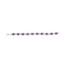 .925 Sterling Silver 7mm Cushion Cut Amethyst Gemstone and Diamond Tennis Link Bracelet (I-J Color, I1-I2 Clarity) - Size 7"-4