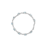 .925 Sterling Silver 7x7 mm Cushion Cut Blue Topaz and 1/20 cttw Round Cut Diamond Fashion Tennis Bracelet (I-J Color, I1-I2 Clarity) - 7
