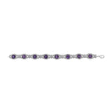 Silver Cushion-Cut Purple Amethyst & Diamond Vintage Halo Link Bracelet-3 thumbnail 4