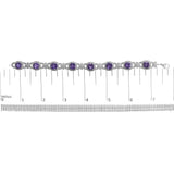 Silver Cushion-Cut Purple Amethyst & Diamond Vintage Halo Link Bracelet-4 thumbnail 5