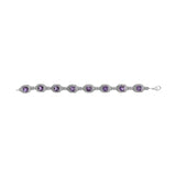 Sterling Silver Cushion-Cut Purple Amethyst & Diamond Vintage Halo Link Bracelet-3 thumbnail 4