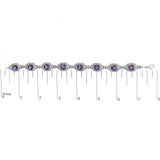 Sterling Silver Cushion-Cut Purple Amethyst & Diamond Vintage Halo Link Bracelet-4 thumbnail 5