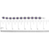Sterling Silver 5x7 MM Oval Purple Amethyst & Diamond Halo Link Bracelet-4 thumbnail 5