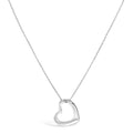 Sterling Silver Bezel Set Diamond Accent Heart Pendant Necklace-0