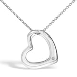 Sterling Silver Bezel Set Diamond Accent Heart Pendant Necklace-1 thumbnail 2