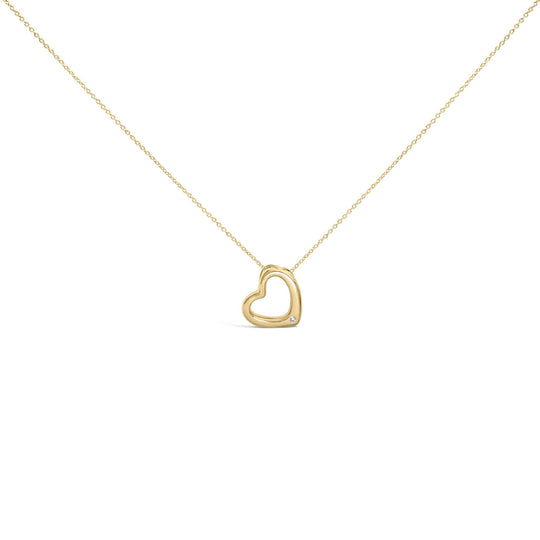 Gold Vermeil Diamond Accent Heart Pendant Necklace-0