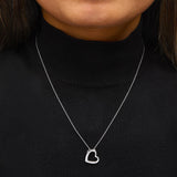 Sterling Silver Bezel Set Diamond Accent Heart Pendant Necklace-2 thumbnail 3