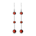 925 sterling silver dangle earrings with graduating bezel-set red garnet stones