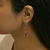 .925 Sterling Silver Graduating Bezel Set Red Garnet Dangle Earring-2 thumbnail 3