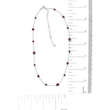.925 Sterling Silver Checkerboard Cut Red Garnet Bezel Station Necklace - 22