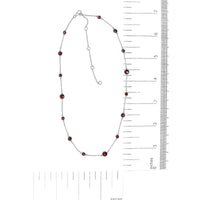 .925 Sterling Silver Checkerboard Cut Red Garnet Bezel Station Necklace - 22
